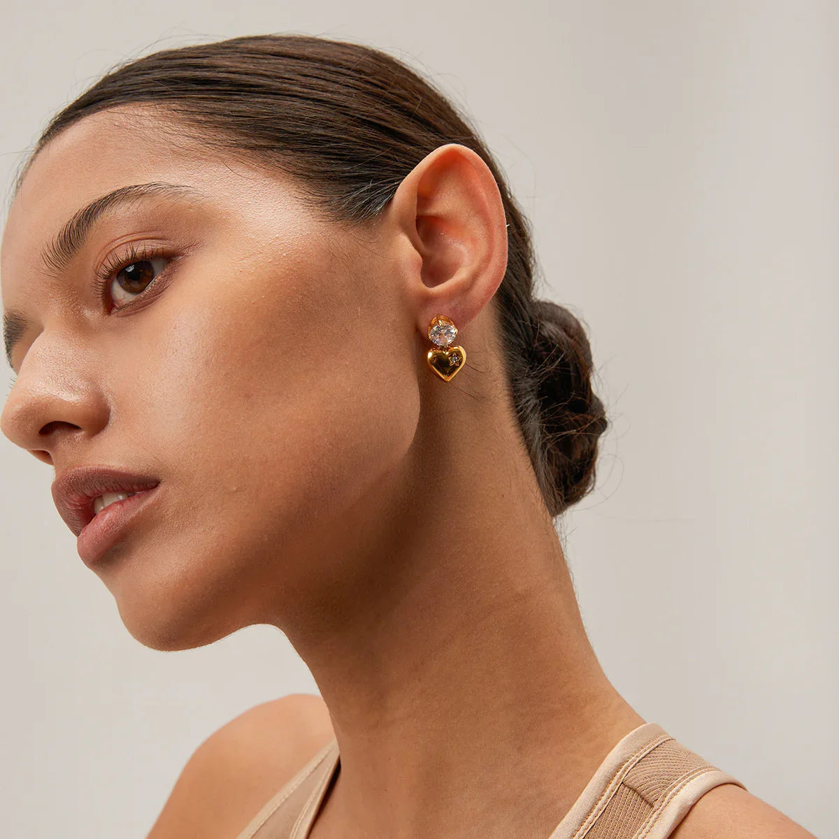 [ElanLuxe]Emmeline Heart Gold Earrings