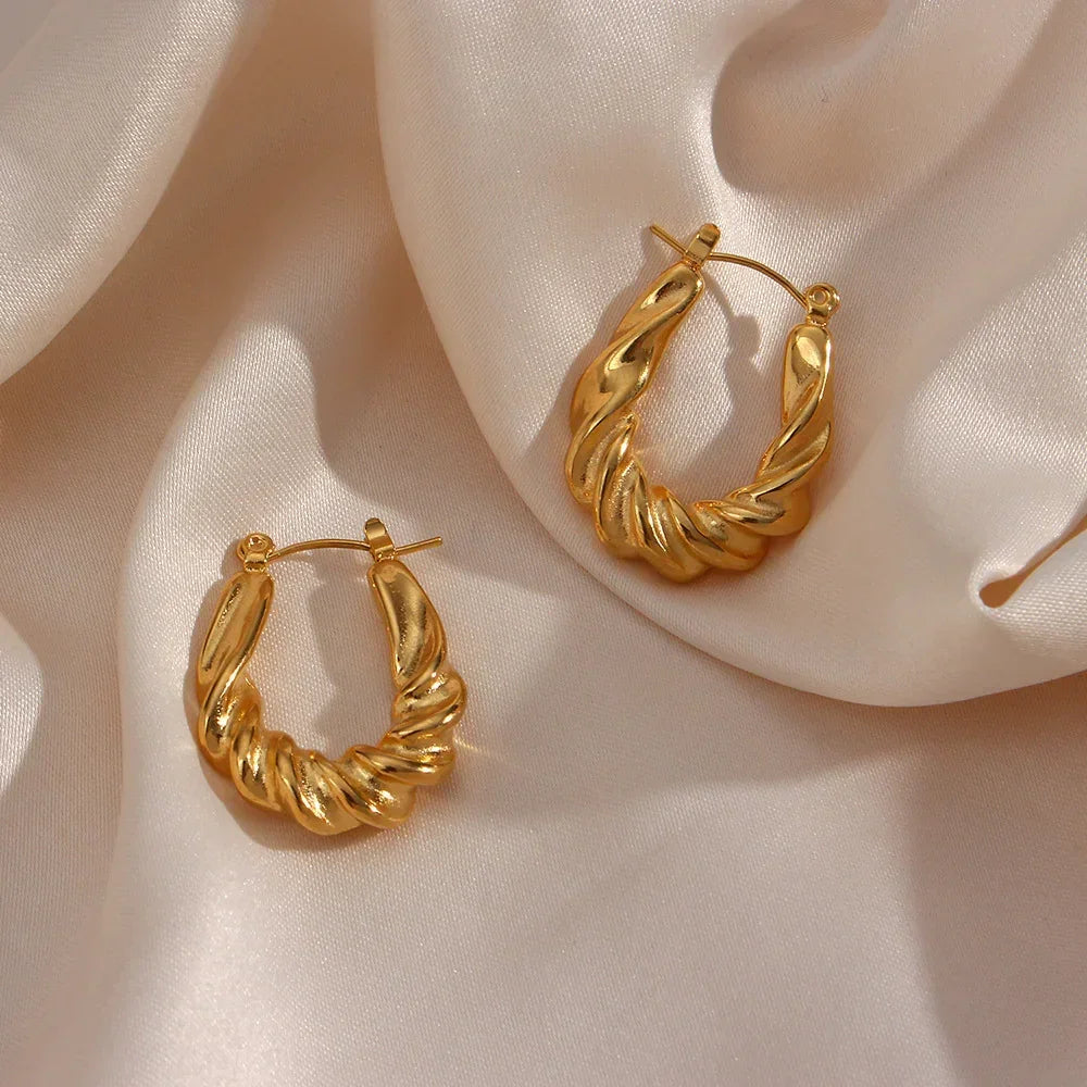 [ElanLuxe]Adaline Twist Hoop Earrings