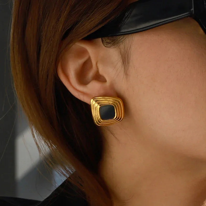 [ElanLuxe]Sylvie Geometric Gold Earrings