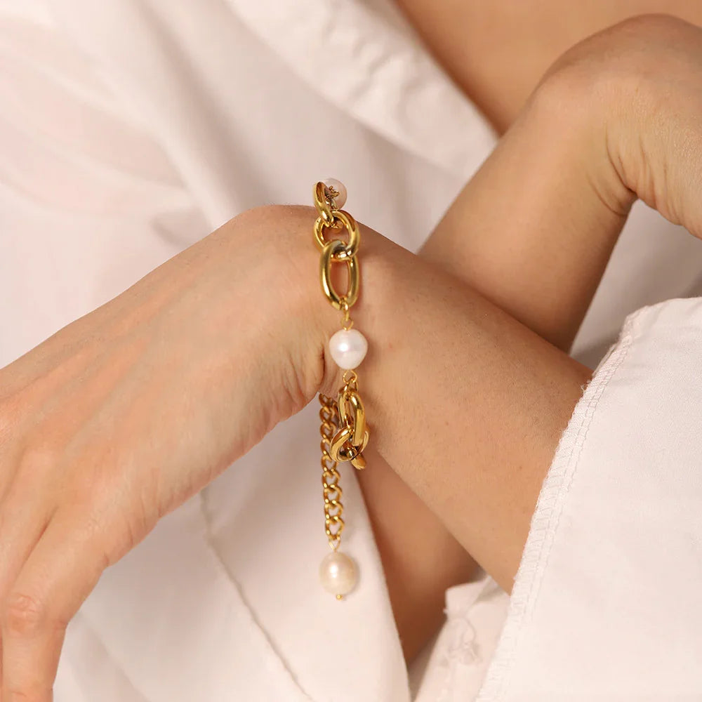 [ElanLuxe]Ysabel Chunky Freshwater Pearl Bracelet