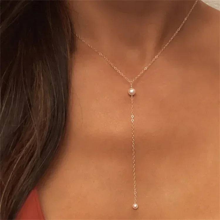 [ElanLuxe]Beatrice Pearl Tassel Necklace
