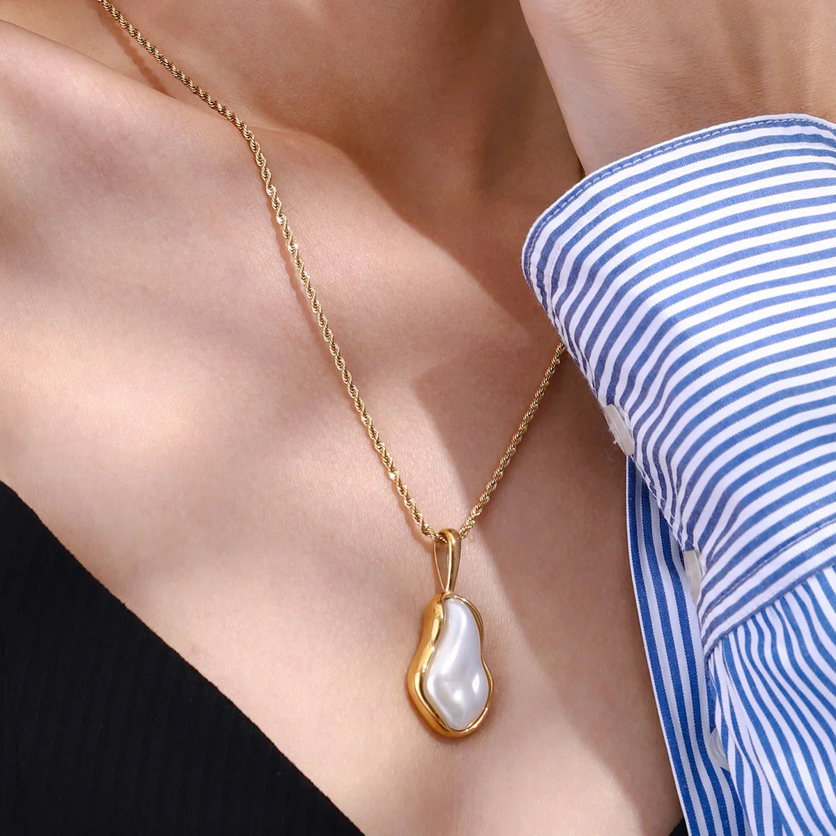 [ElanLuxe]Marjorie Freshwater Pearl Necklace