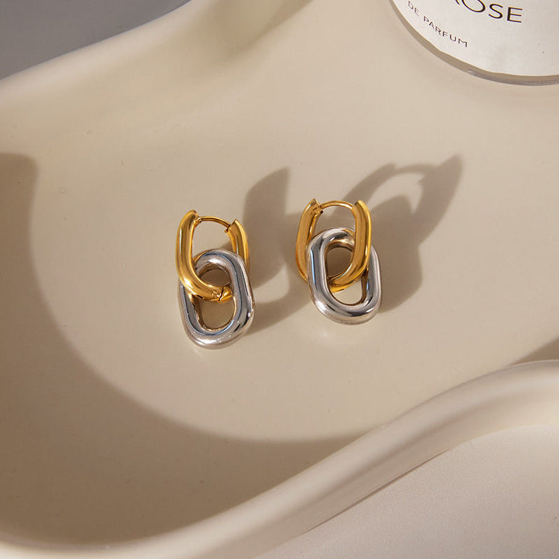 [ElanLuxe]Pippa Two Tone Double Hoops
