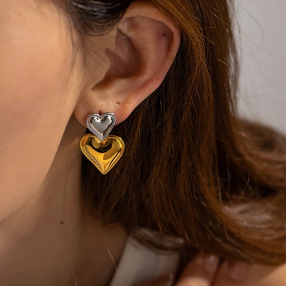 [ElanLuxe]Zofia Two Tone Heart Earrings