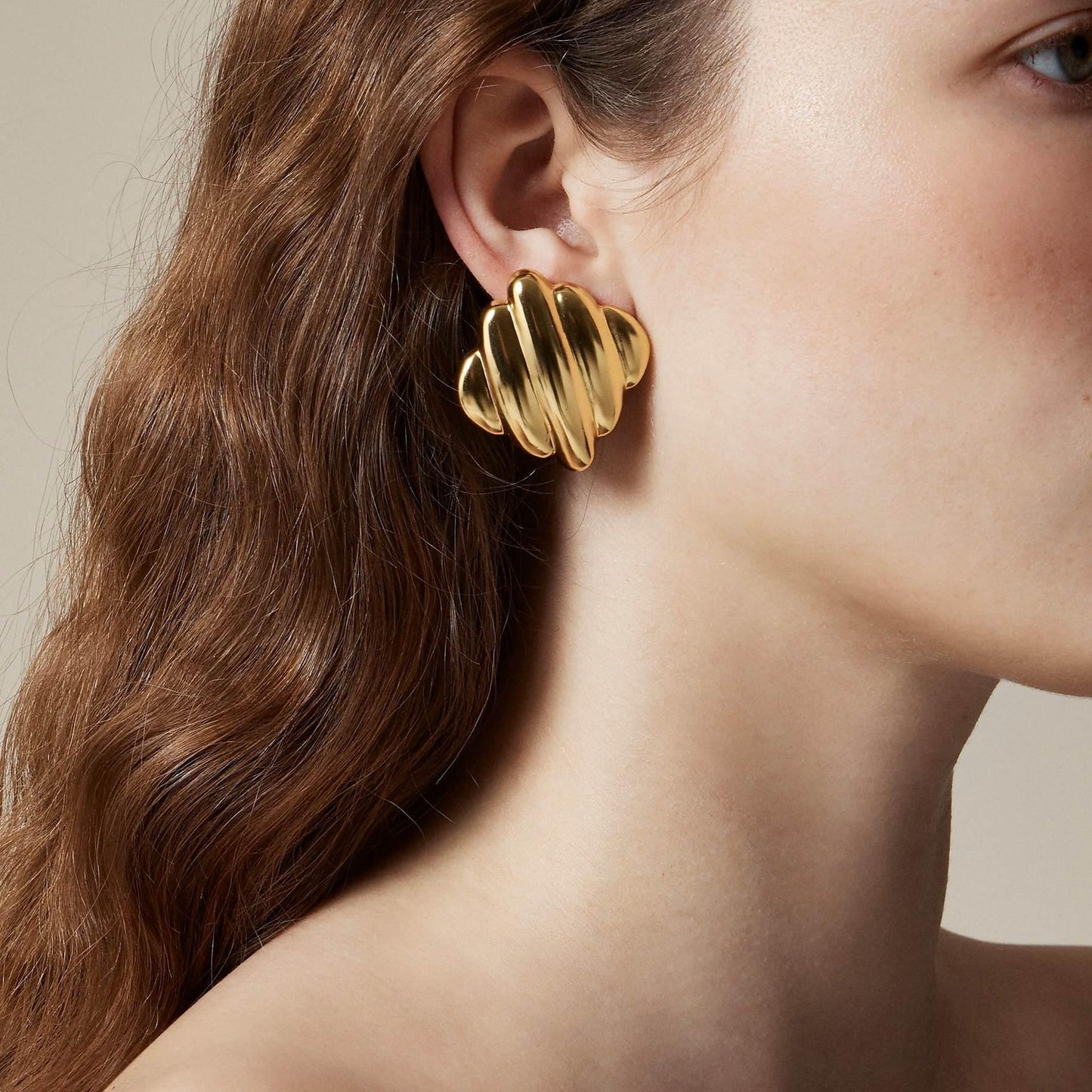 [ElanLuxe]Maxine Rippled Gold Earrings