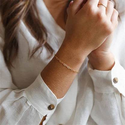 [ElanLuxe]Maybelle Gold Paperclip Chain Bracelet
