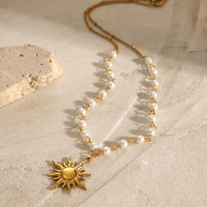 [ElanLuxe]Apollo Sun Pearl Necklace