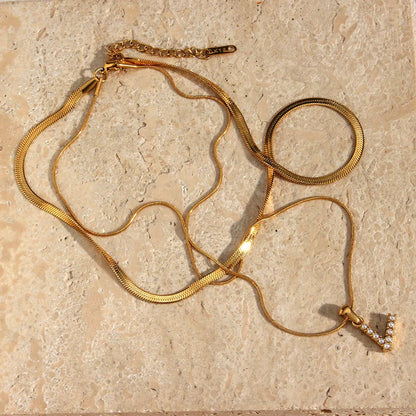 [ElanLuxe]Fiona Layered Gold Initial Letter Necklace