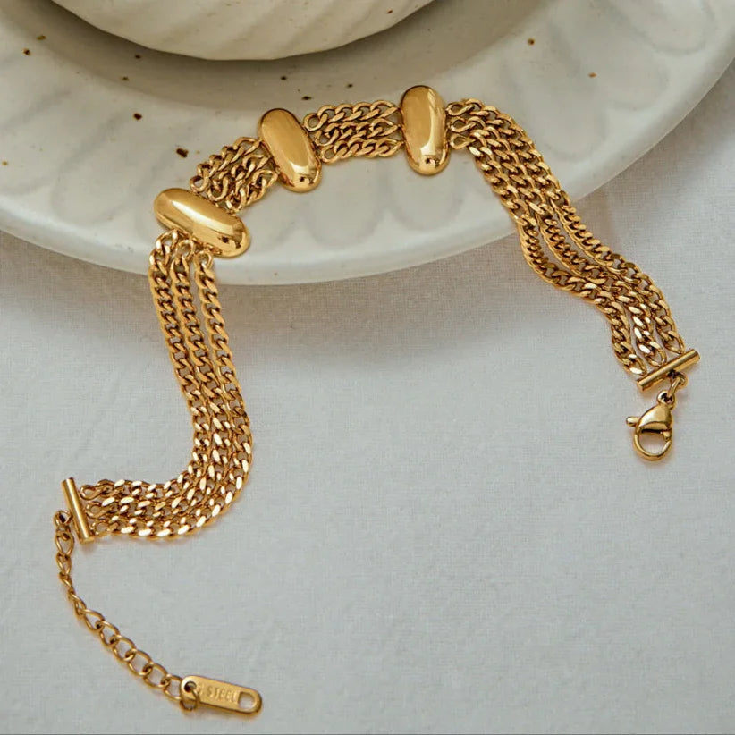 [ElanLuxe]Kathleen Layered Chain Gold Bracelet