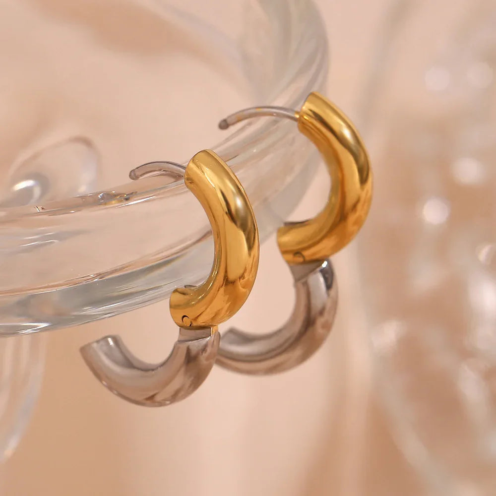 [ElanLuxe]Ingrid Two Tone Hoop Earring