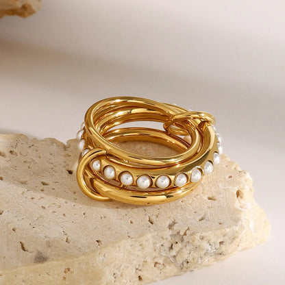 [ElanLuxe]Mikayla Stacked Freshwater Pearl Ring