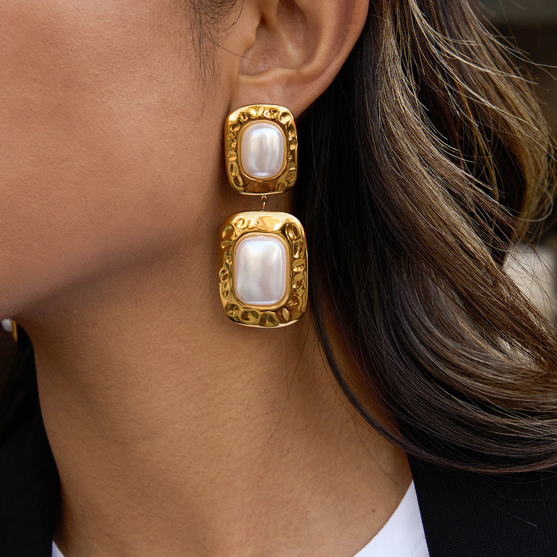[ElanLuxe]Trixie Chunky Pearl Drop Earrings