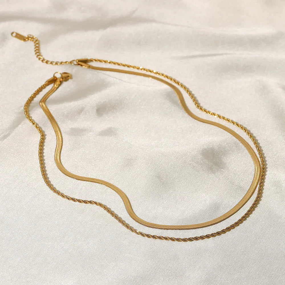 [ElanLuxe]Hailey Layered Gold Chain Necklace