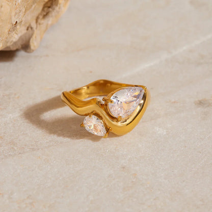 [ElanLuxe]Soletta Diamond Teardrop Gold Ring