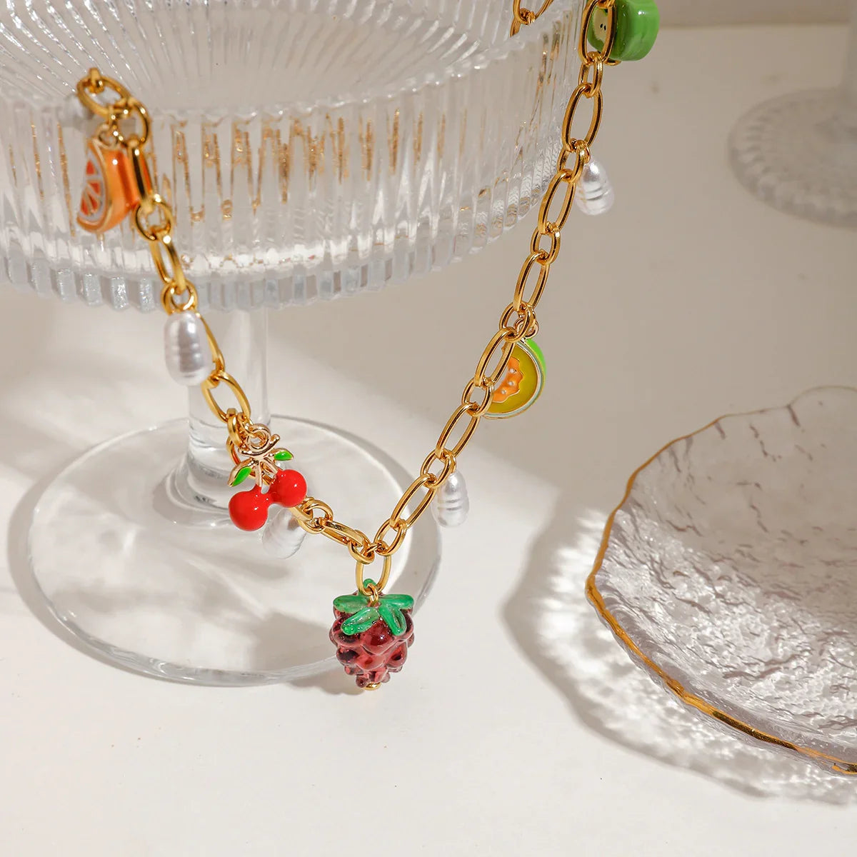 [ElanLuxe]Michelle Fruit Charm Gold Necklace