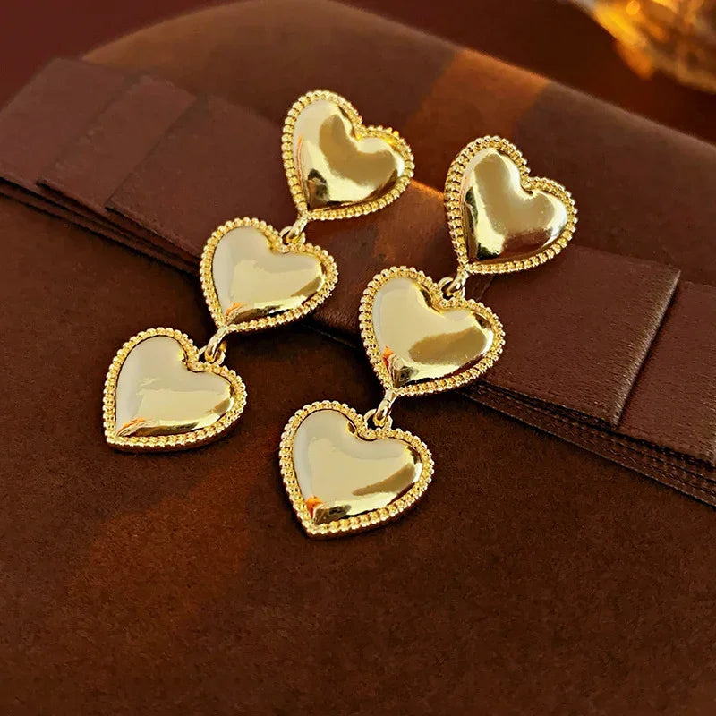 [ElanLuxe]Aimee Gold Heart Earrings