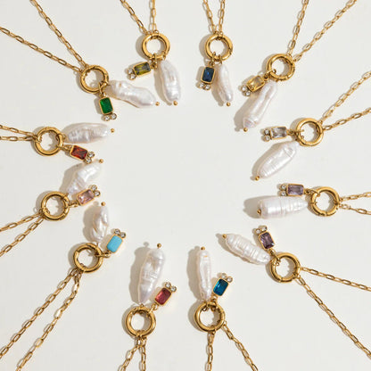 [ElanLuxe]Caitlin Birthstone Pearl Necklace