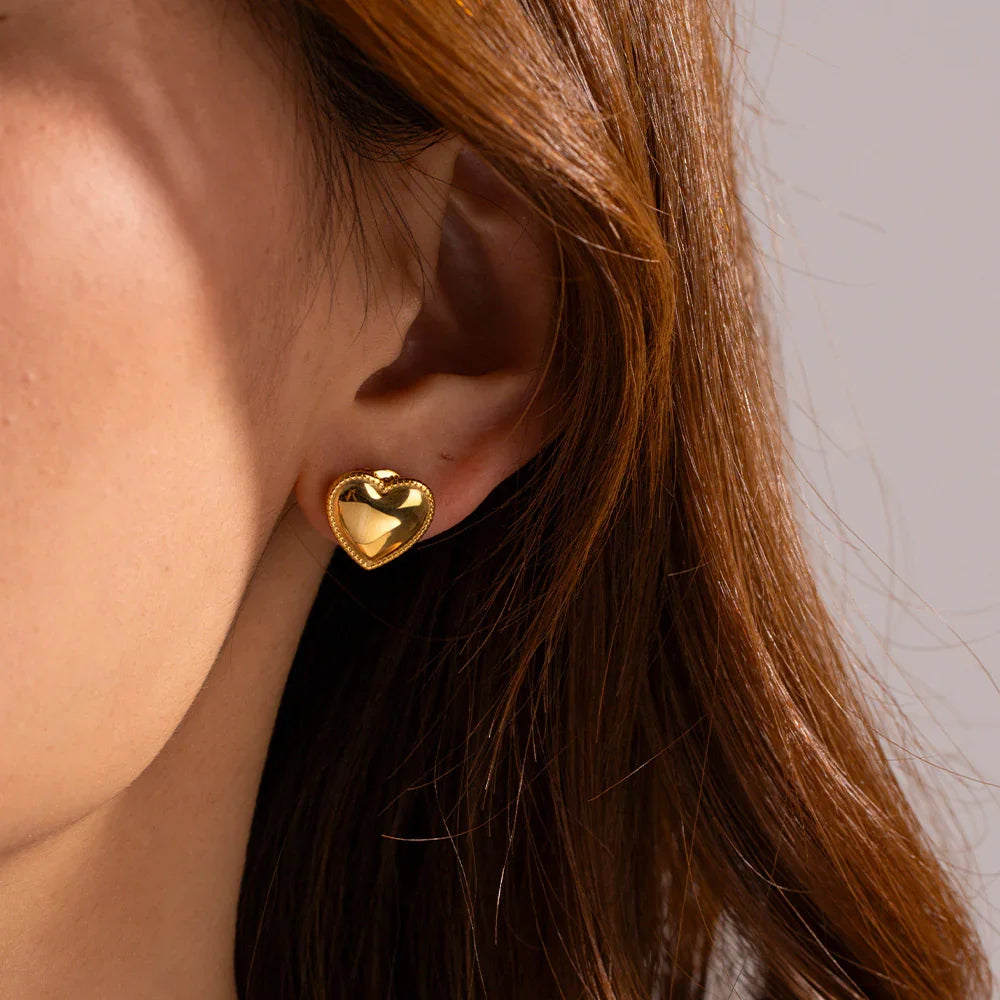 [ElanLuxe]Ruth Heart Gold Earrings