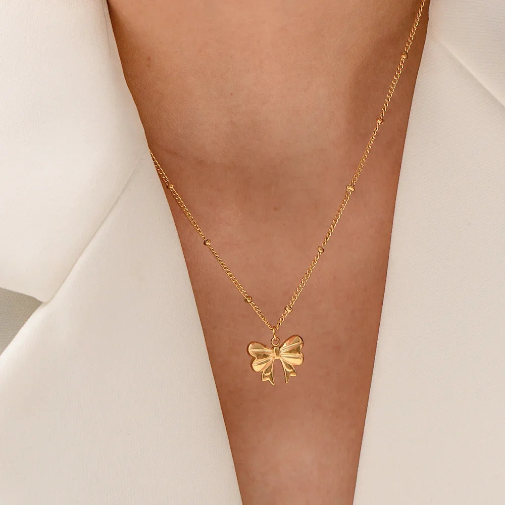 [ElanLuxe]June Bow Necklace
