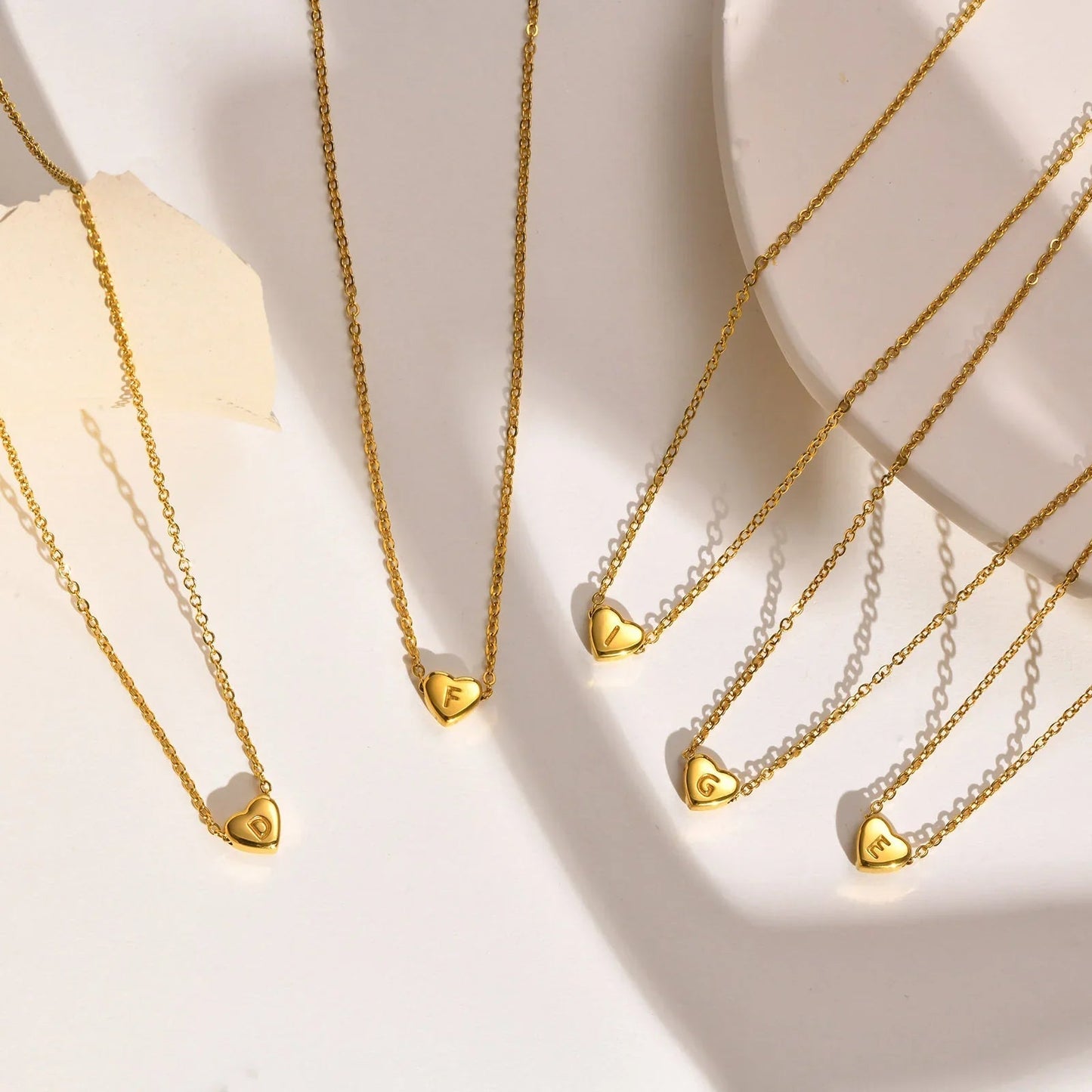[ElanLuxe]Heart Initial Gold Necklace