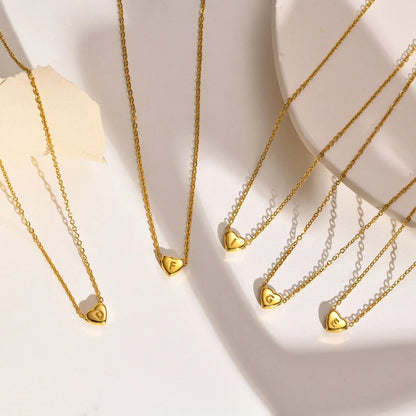 [ElanLuxe]Heart Initial Gold Necklace