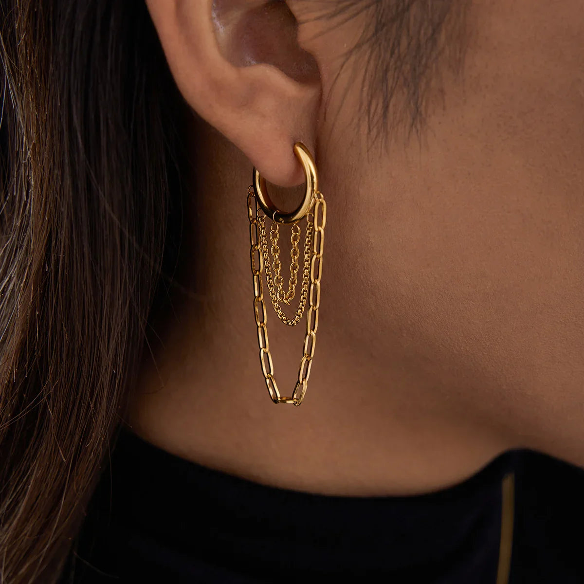 [ElanLuxe]Alaina Link Chain Hoops