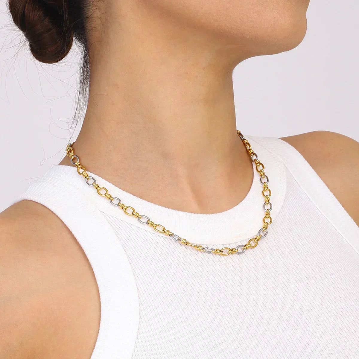 [ElanLuxe]Addison Two Tone Gold Necklace