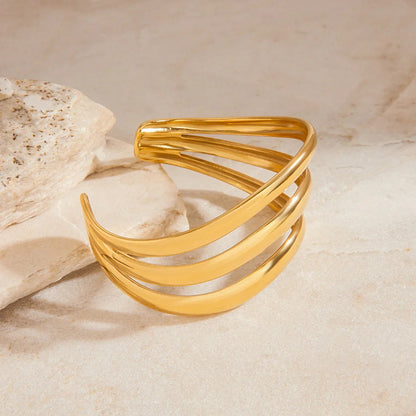[ElanLuxe]Meredith Triple Layer Gold Bangle