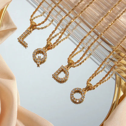 [ElanLuxe]Maeve Letter Initial Diamond Necklace