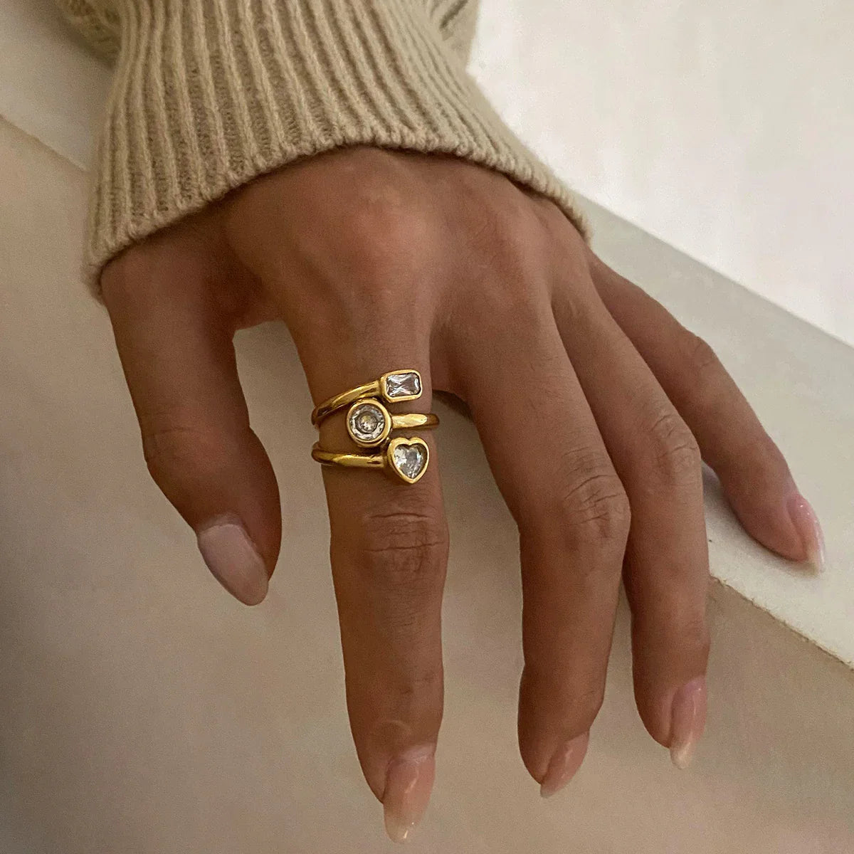 [ElanLuxe]Amelina Layered Diamond Ring