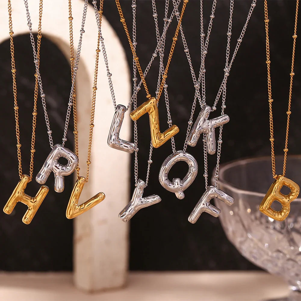 [ElanLuxe]Balloon Gold Initial Necklace