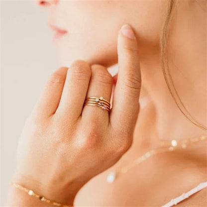 [ElanLuxe]Amelia Birthstone Stacker Ring