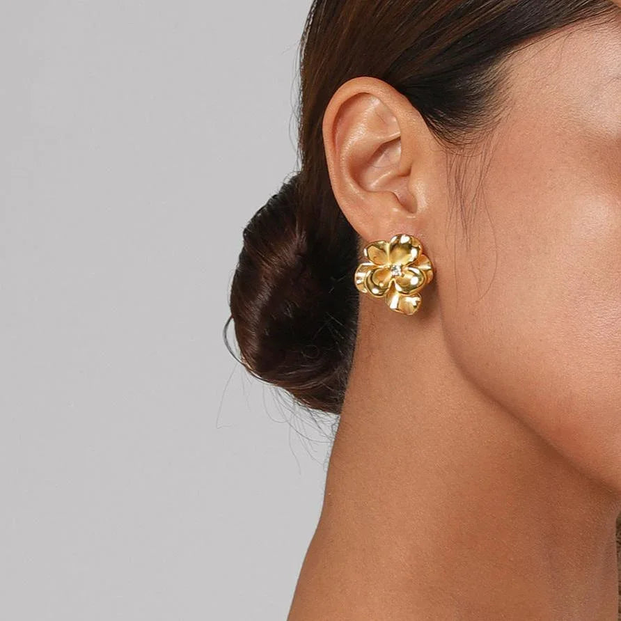 [ElanLuxe]Ainsley Floral Gold Earrings
