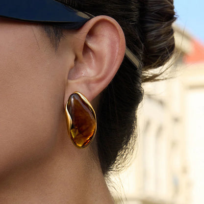 [ElanLuxe]Amelise Polished Gemstone Earrings