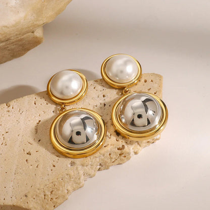 [ElanLuxe]Avery Pearl Dome Earrings