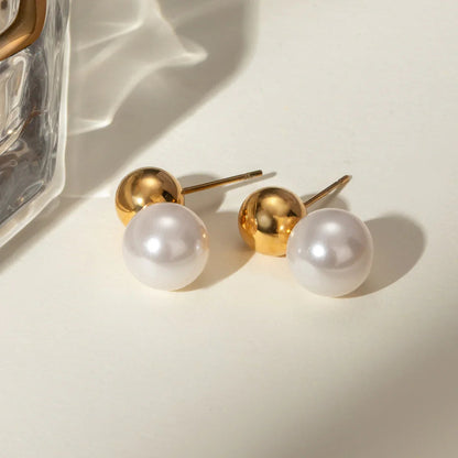 [ElanLuxe]Nautica Dome Pearl Earrings