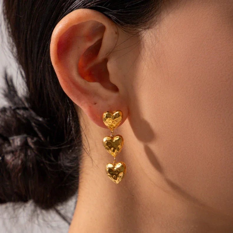 [ElanLuxe]Heather Heart Gold Earrings