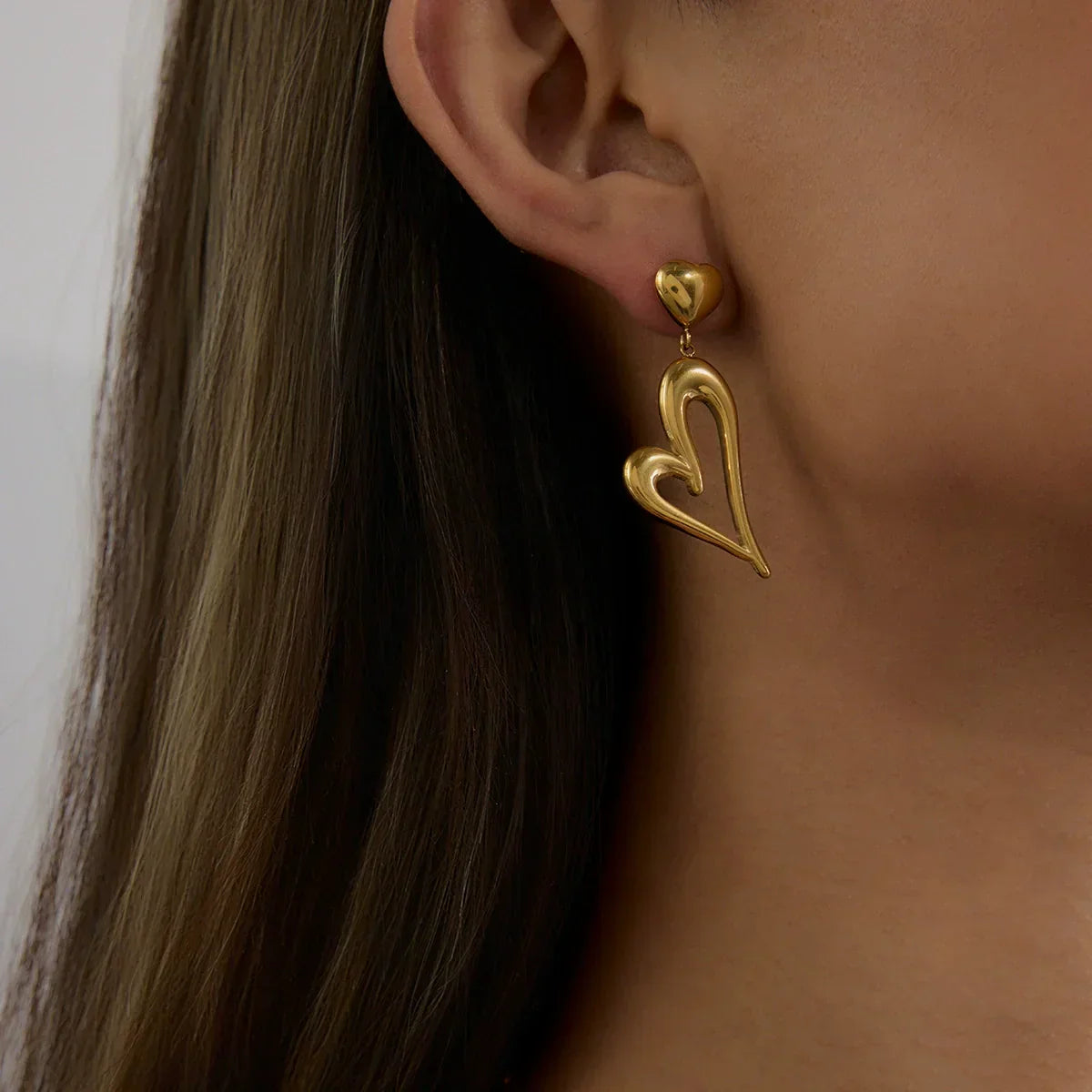 [ElanLuxe]Venus Gold Heart Earrings