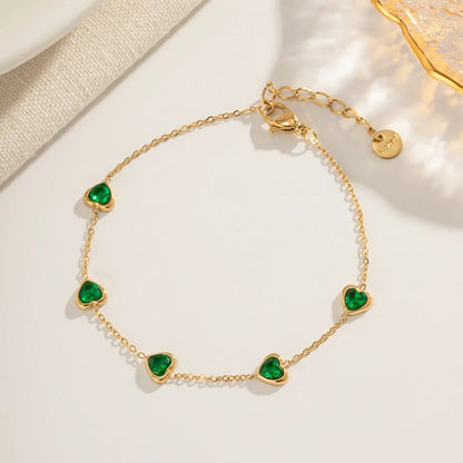 [ElanLuxe]Francia Green Heart Bracelet