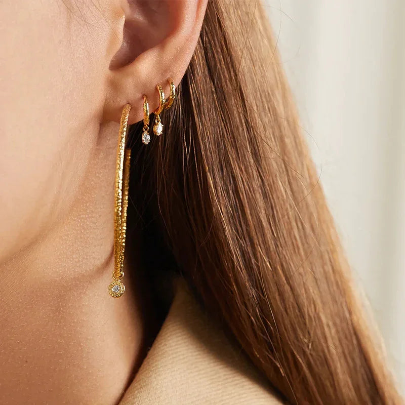 [ElanLuxe]Shayla Hammered Diamond Hoops