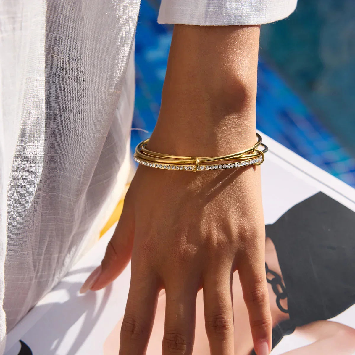 [ElanLuxe]Quinley Stacked Diamond Bracelet