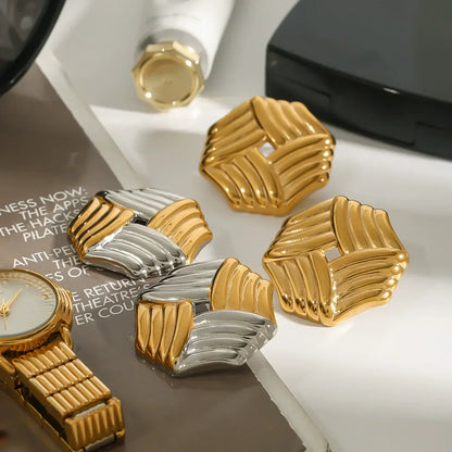 [ElanLuxe]Vanessa Criss Cut Gold Earrings