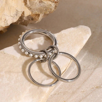 [ElanLuxe]Mikayla Stacked Freshwater Pearl Ring
