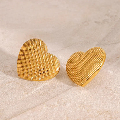[ElanLuxe]Cecelia Textured Heart Earrings