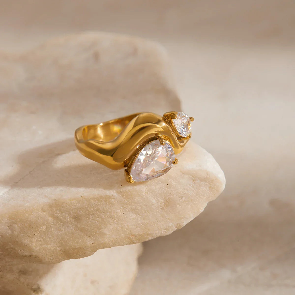 [ElanLuxe]Soletta Diamond Teardrop Gold Ring
