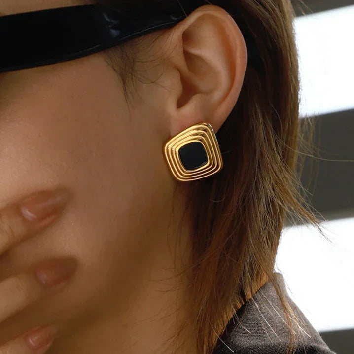 [ElanLuxe]Sylvie Geometric Gold Earrings