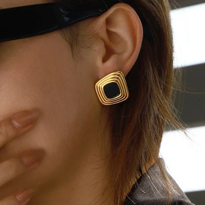 [ElanLuxe]Sylvie Geometric Gold Earrings
