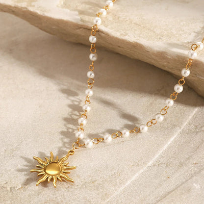 [ElanLuxe]Apollo Sun Pearl Necklace