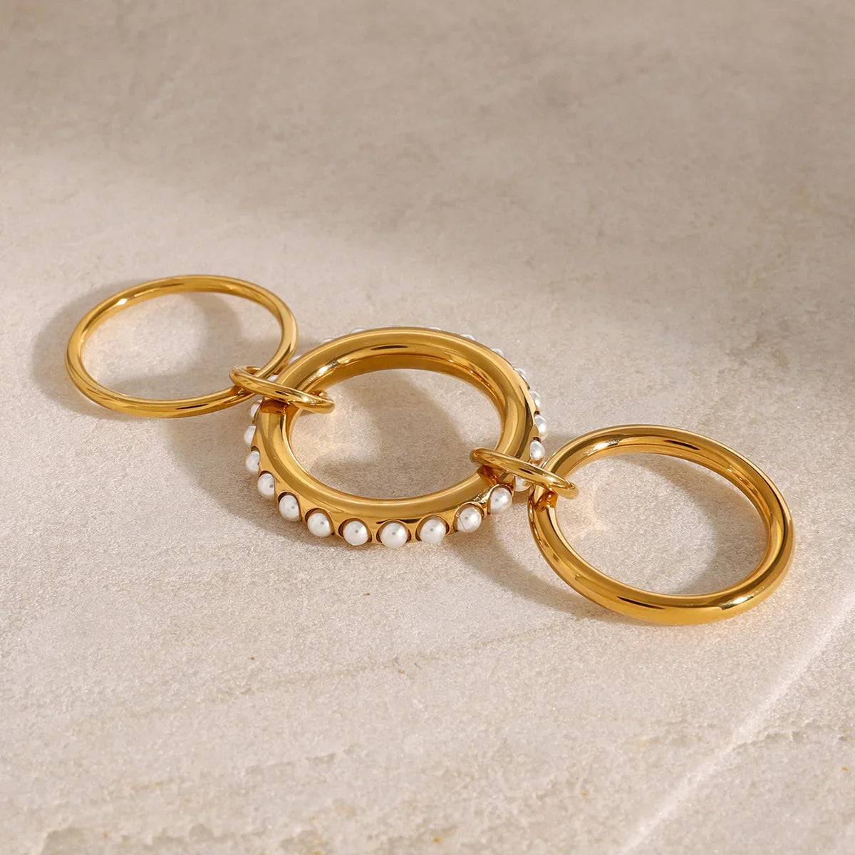 [ElanLuxe]Mikayla Stacked Freshwater Pearl Ring
