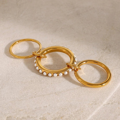 [ElanLuxe]Mikayla Stacked Freshwater Pearl Ring